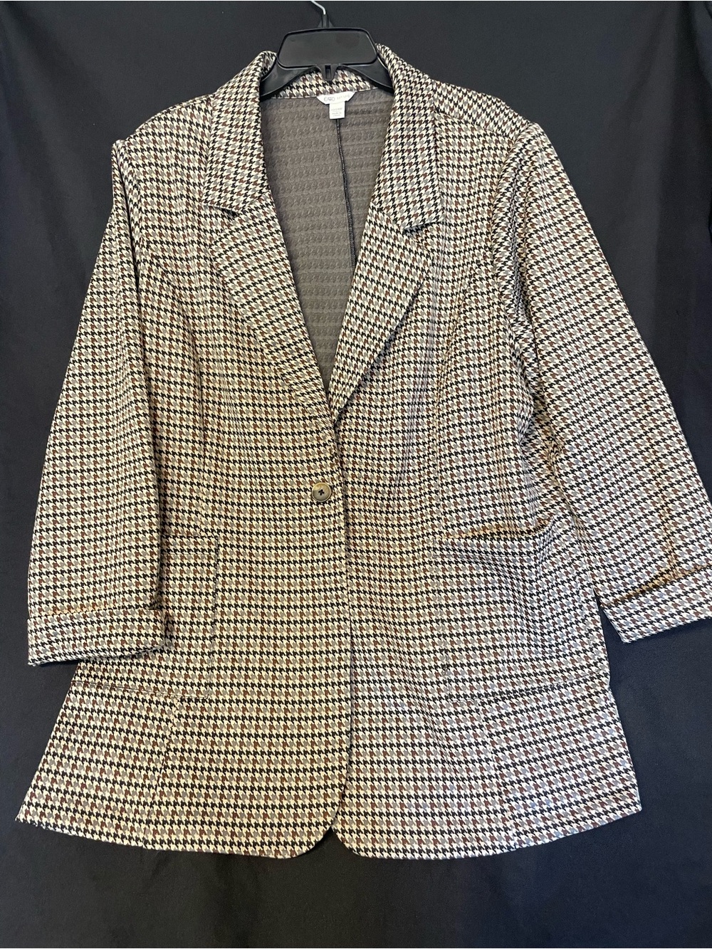 Cato Black & White Houndstooth Blazer